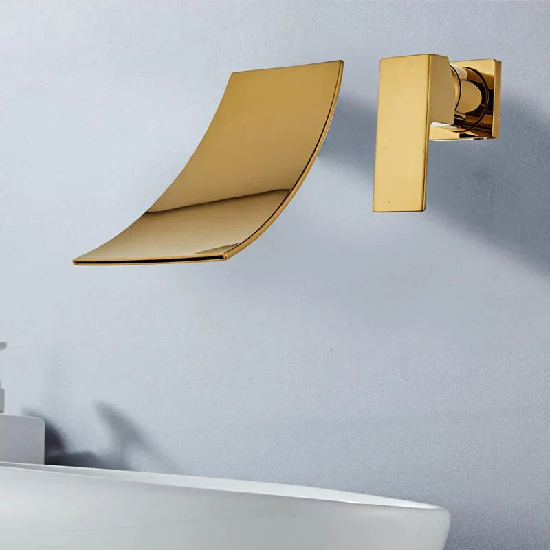 Robinet encastrable mural bec cascade - Doré - Laiton