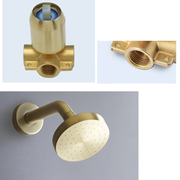 Robinet douche salle de bain mural encastrable minimaliste - Doré - Laiton