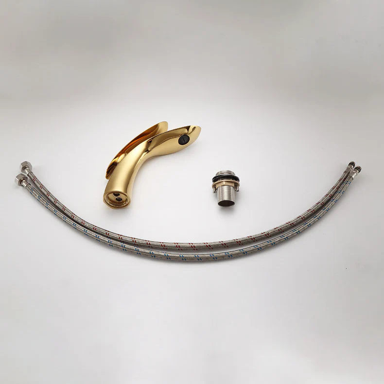 Robinet lavabo salle de bain mitigeur design arrondi - Doré - Laiton