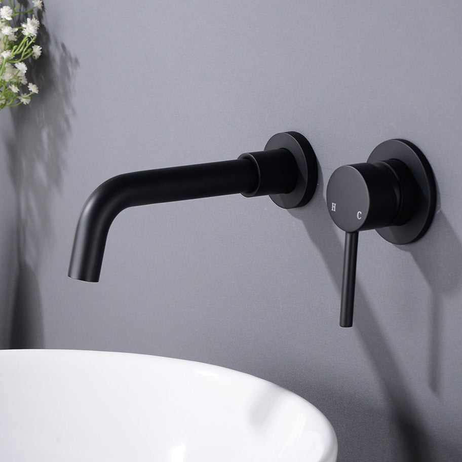 Robinet salle de bain lavabo encastrable - Noir - Laiton