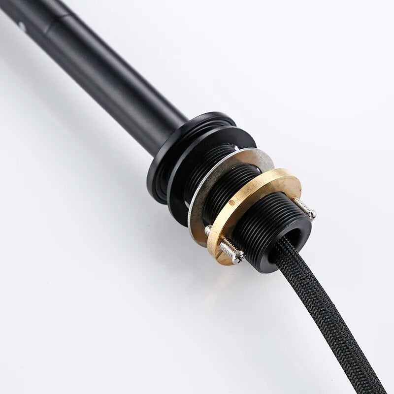 Robinet évier cuisine minimaliste flexible mitigeur déporté - Noir - Laiton