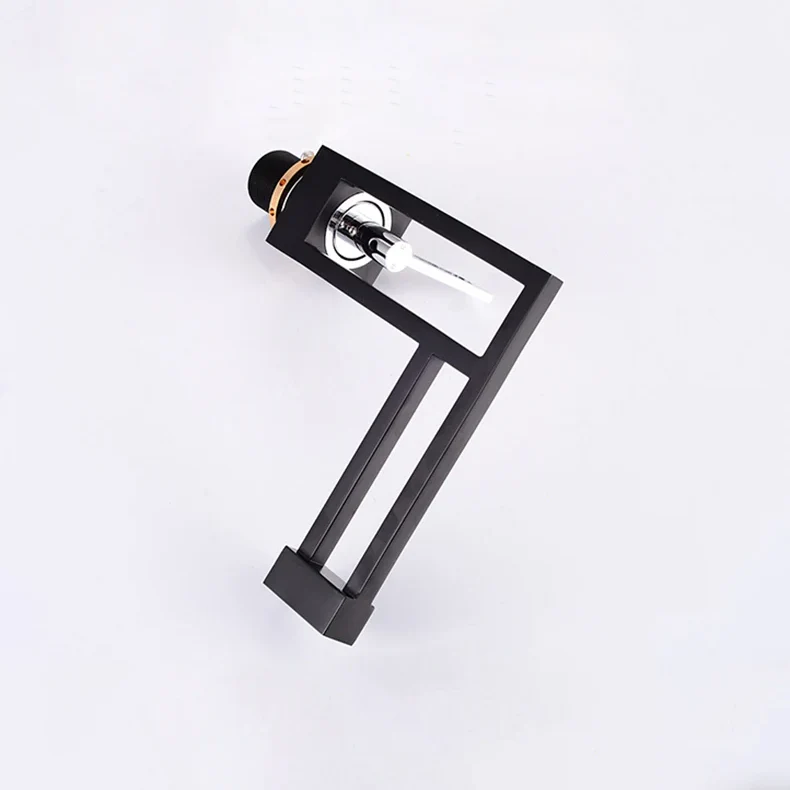 Robinet moderne géométrique salle de bain lavabo - Noir - Laiton