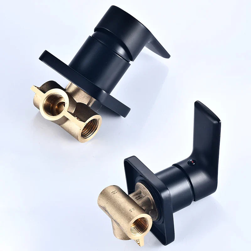 Robinet lavabo salle de bain mural encastrable cascade - Noir - Laiton