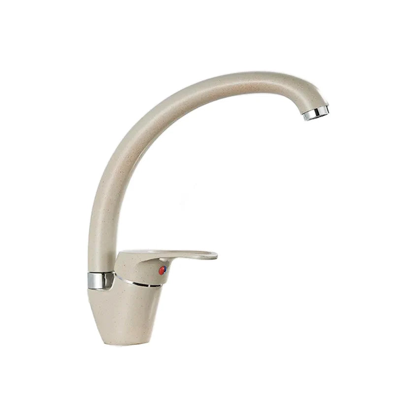 Robinet évier de cuisine arrondi mitigeur tacheté - Beige - Laiton