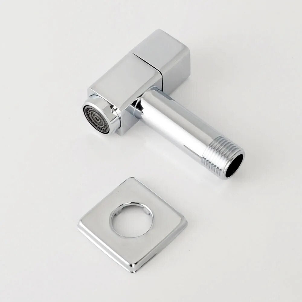 Robinet extérieur de jardin moderne cubique mural - Argenté - Laiton