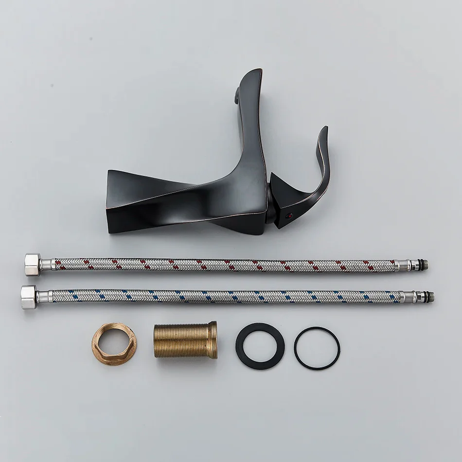 Robinet torsade mitigeur salle de bain lavabo - Noir - Laiton