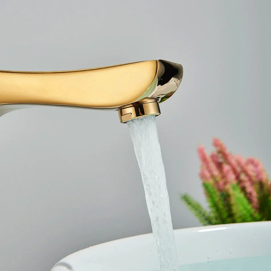 Robinet torsade mitigeur salle de bain lavabo - Doré - Laiton
