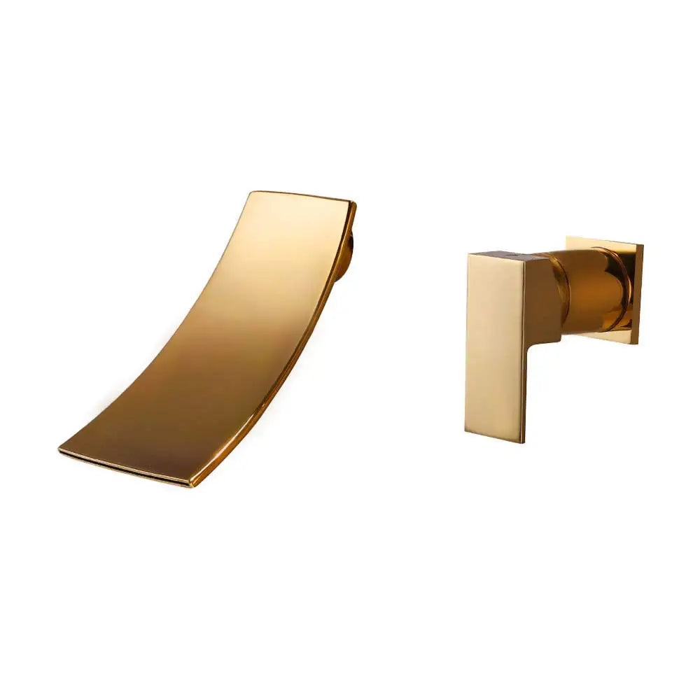 Robinet encastrable mural bec cascade - Doré - Laiton