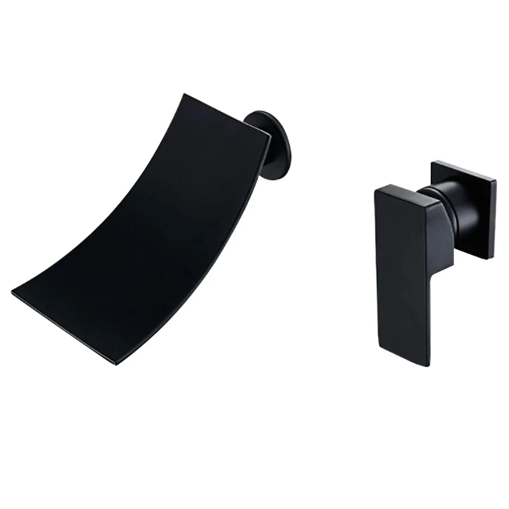 Robinet encastrable mural bec cascade - Noir - Laiton