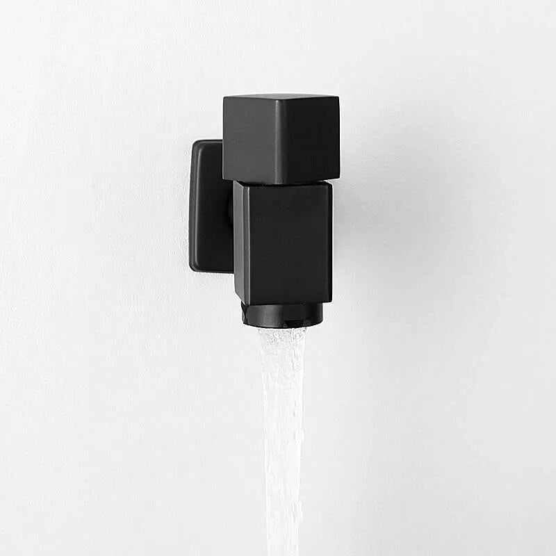 Robinet extérieur de jardin moderne cubique mural - Noir - Laiton