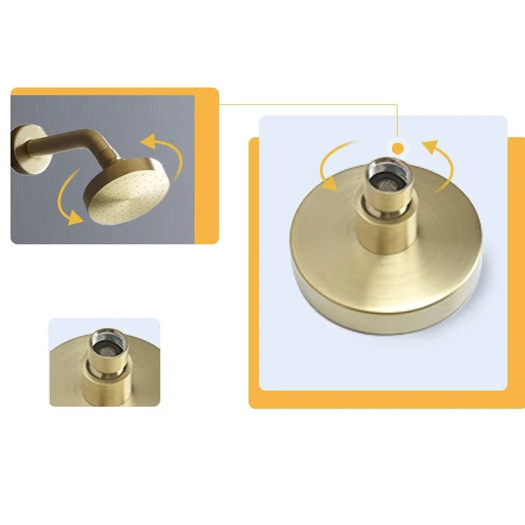 Robinet douche salle de bain mural encastrable minimaliste - Doré - Laiton