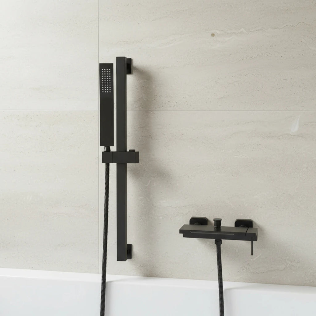 Robinet baignoire cascade douchette salle de bain - Noir - Laiton