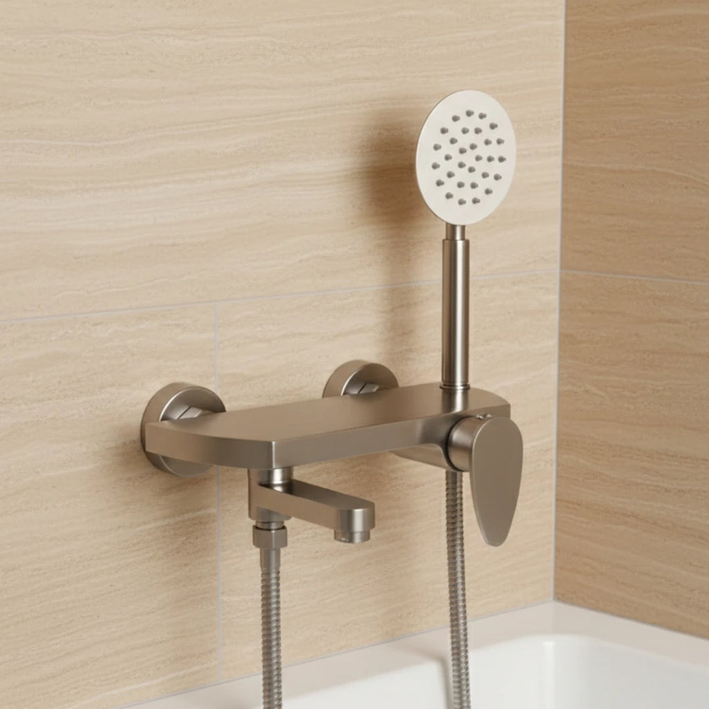 Robinet baignoire minimaliste douchette - Argenté - Laiton