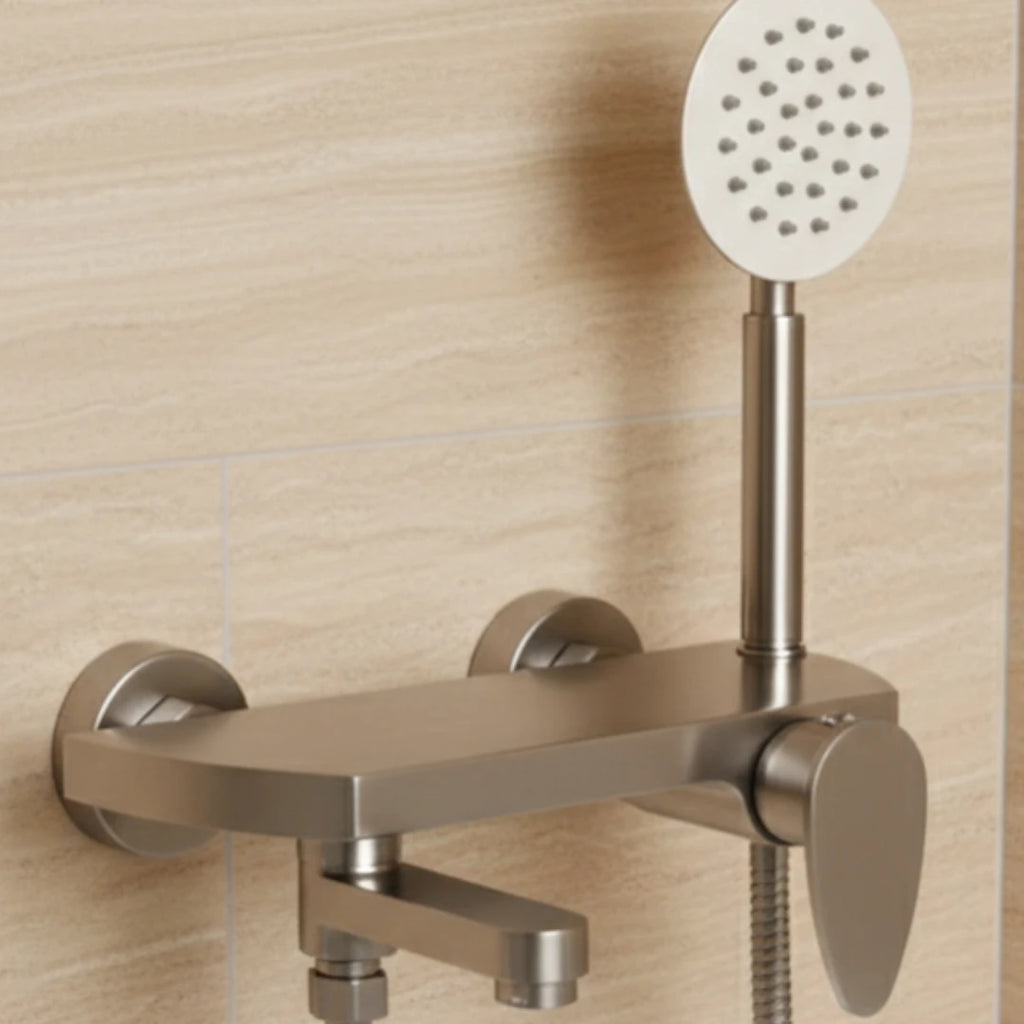Robinet baignoire minimaliste douchette - Argenté - Laiton