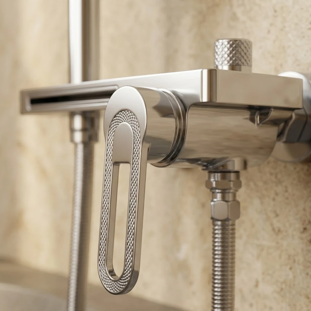 Robinet baignoire salle de bain cascade douchette - Argenté - Laiton