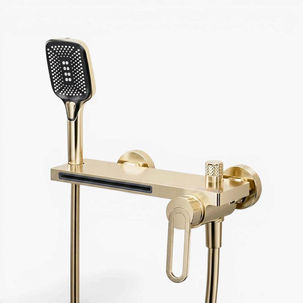 Robinet baignoire salle de bain cascade douchette - Doré - Laiton
