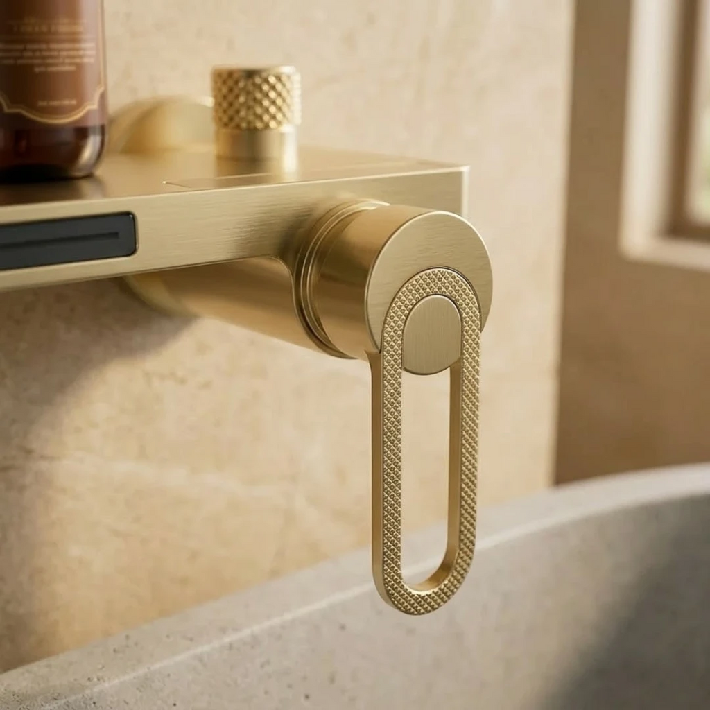 Robinet baignoire salle de bain cascade douchette - Doré - Laiton