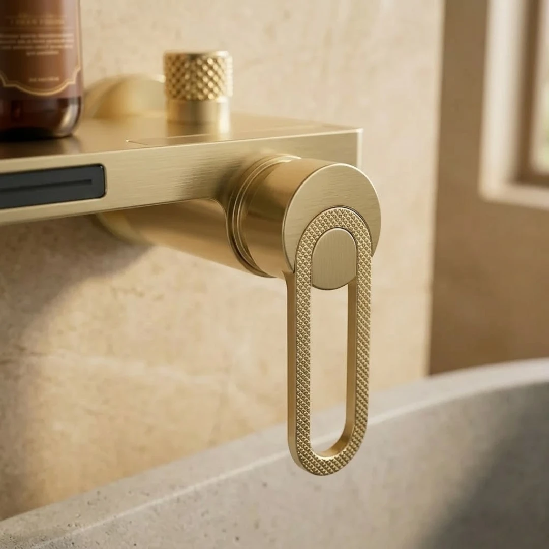 Robinet baignoire salle de bain cascade douchette - Doré - Laiton