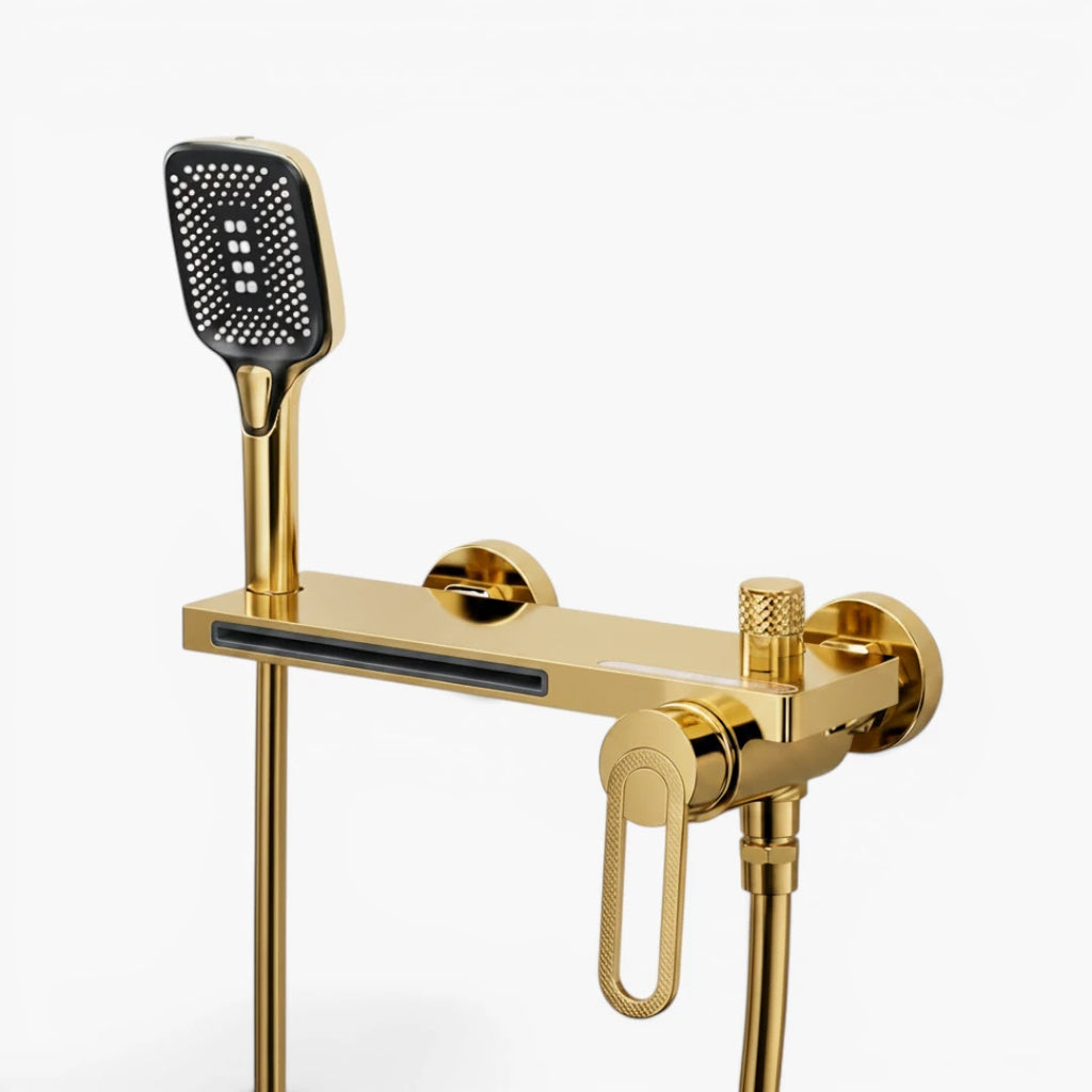 Robinet baignoire salle de bain cascade douchette - Doré - Laiton