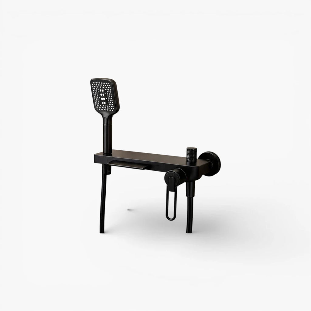 Robinet baignoire salle de bain cascade douchette - Noir - Laiton
