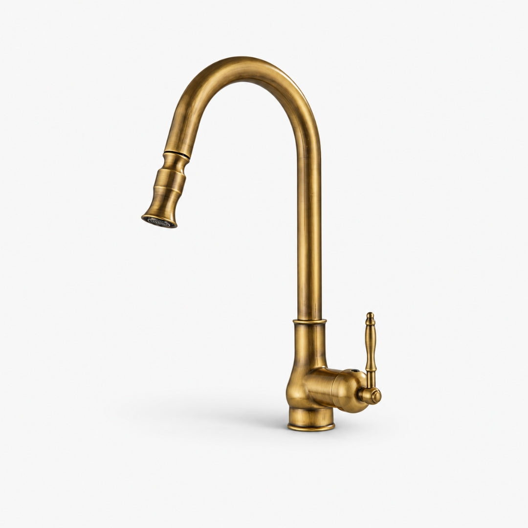 Robinet évier cuisine rétro flexible rétractable Vintage - Doré - Laiton