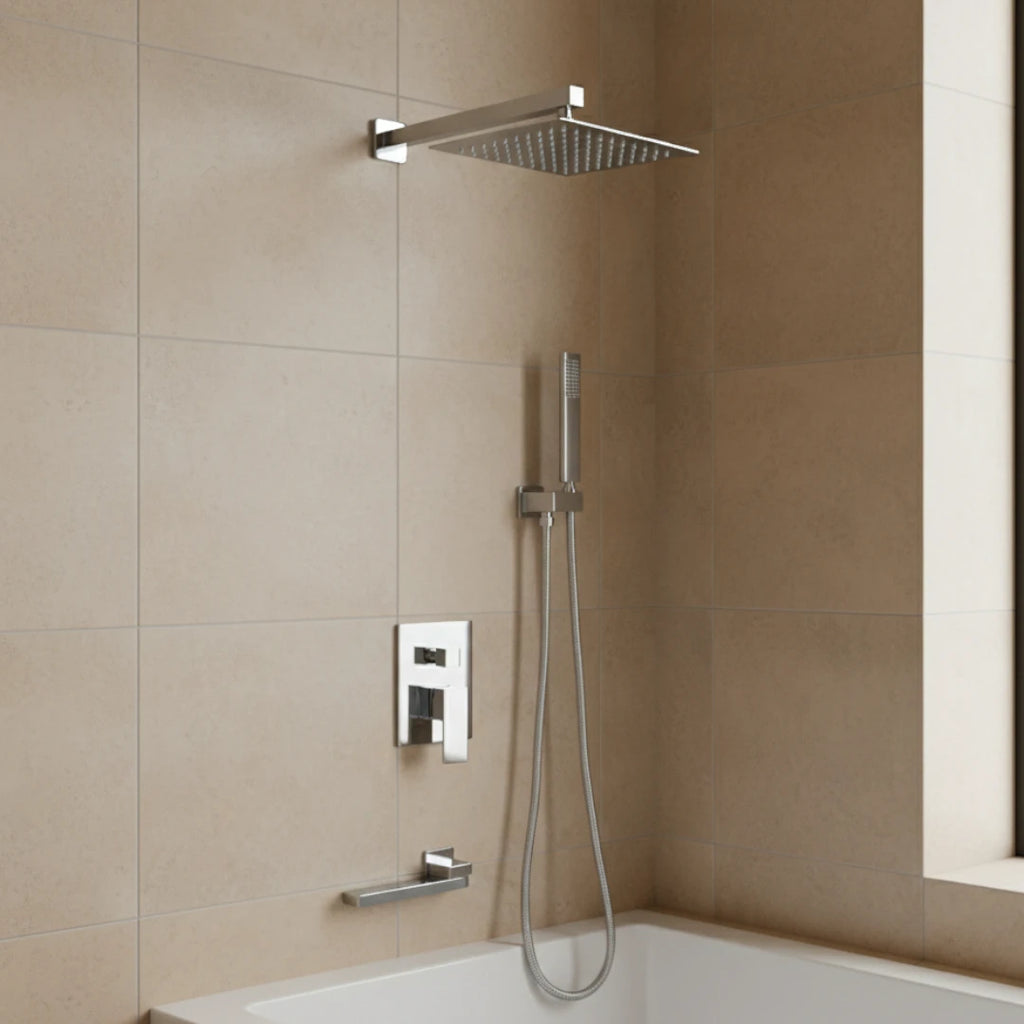 Robinet baignoire salle de bain colonne de douche douchette - Argenté - Laiton