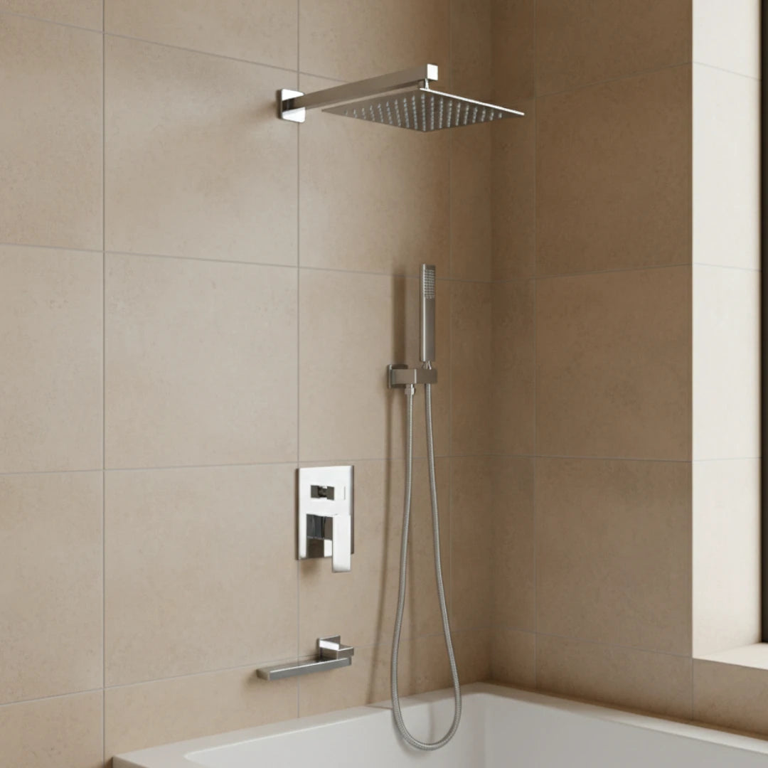 Robinet baignoire salle de bain colonne de douche douchette - Argenté - Laiton