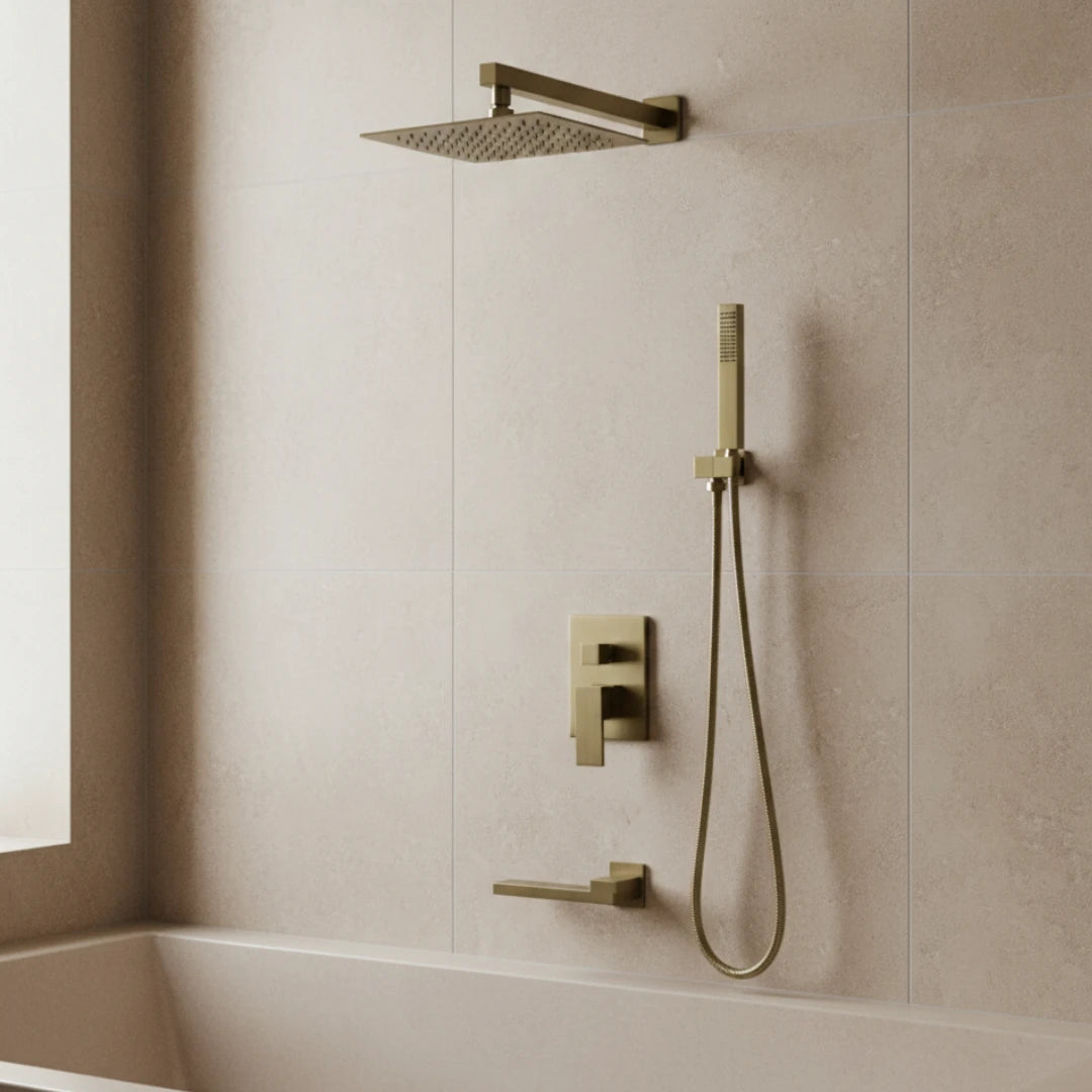 Robinet baignoire salle de bain colonne de douche douchette - Doré - Laiton