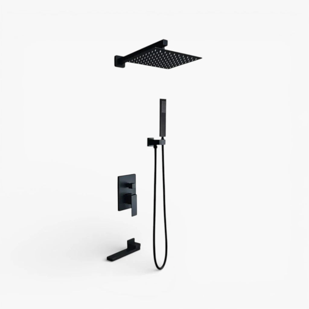 Robinet baignoire salle de bain colonne de douche douchette - Noir - Laiton