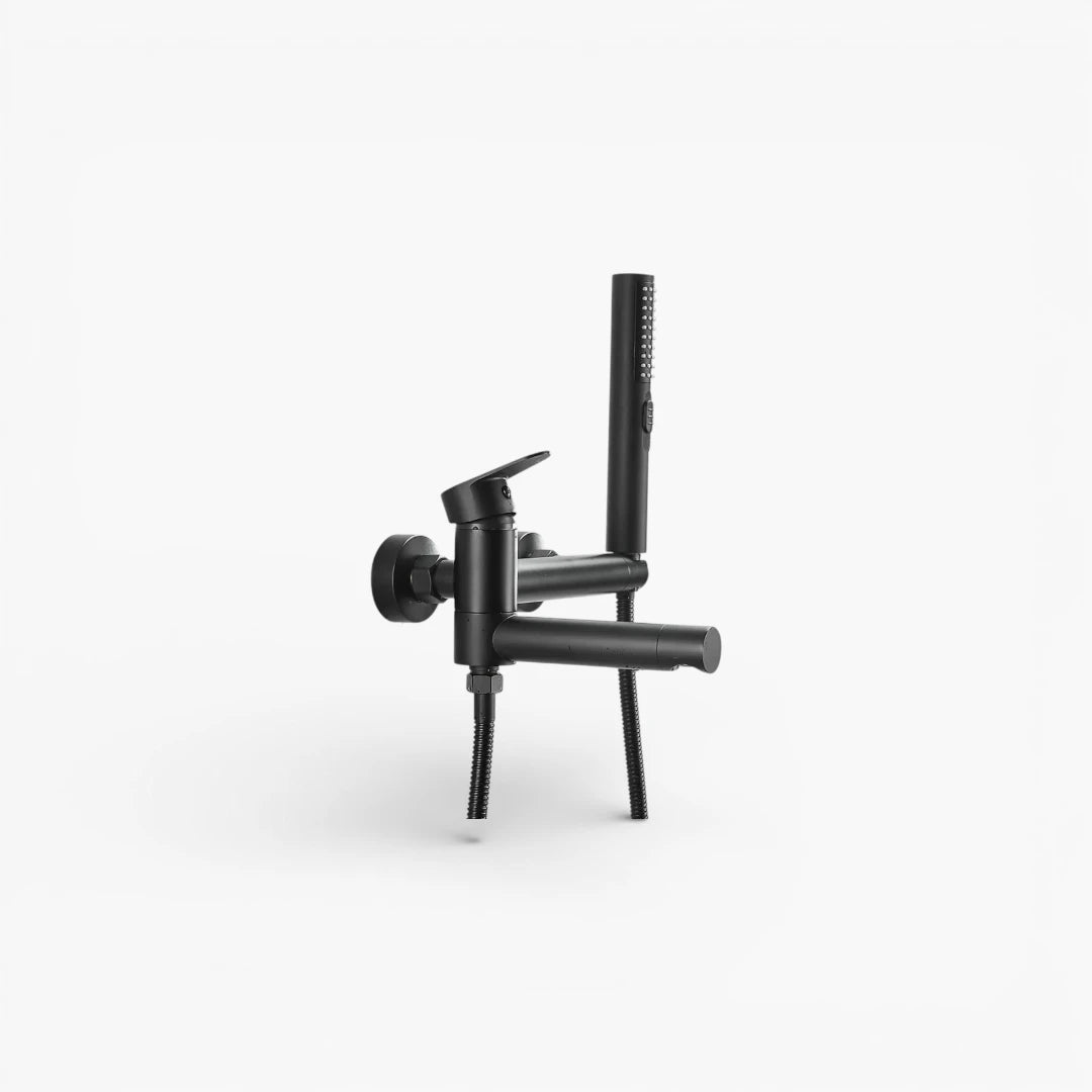 Robinet baignoire salle de bain design moderne douchette - Noir - Laiton