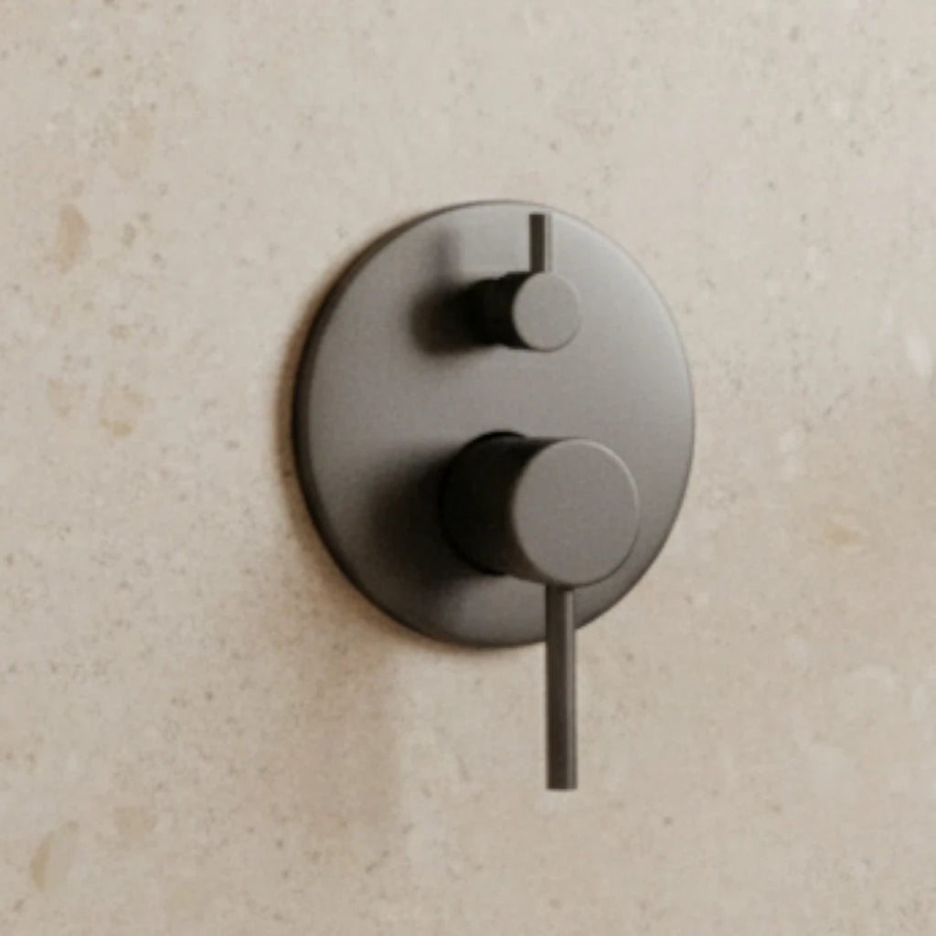 Robinet baignoire salle de bain encastrable mural mitigeur rond douchette - Argenté