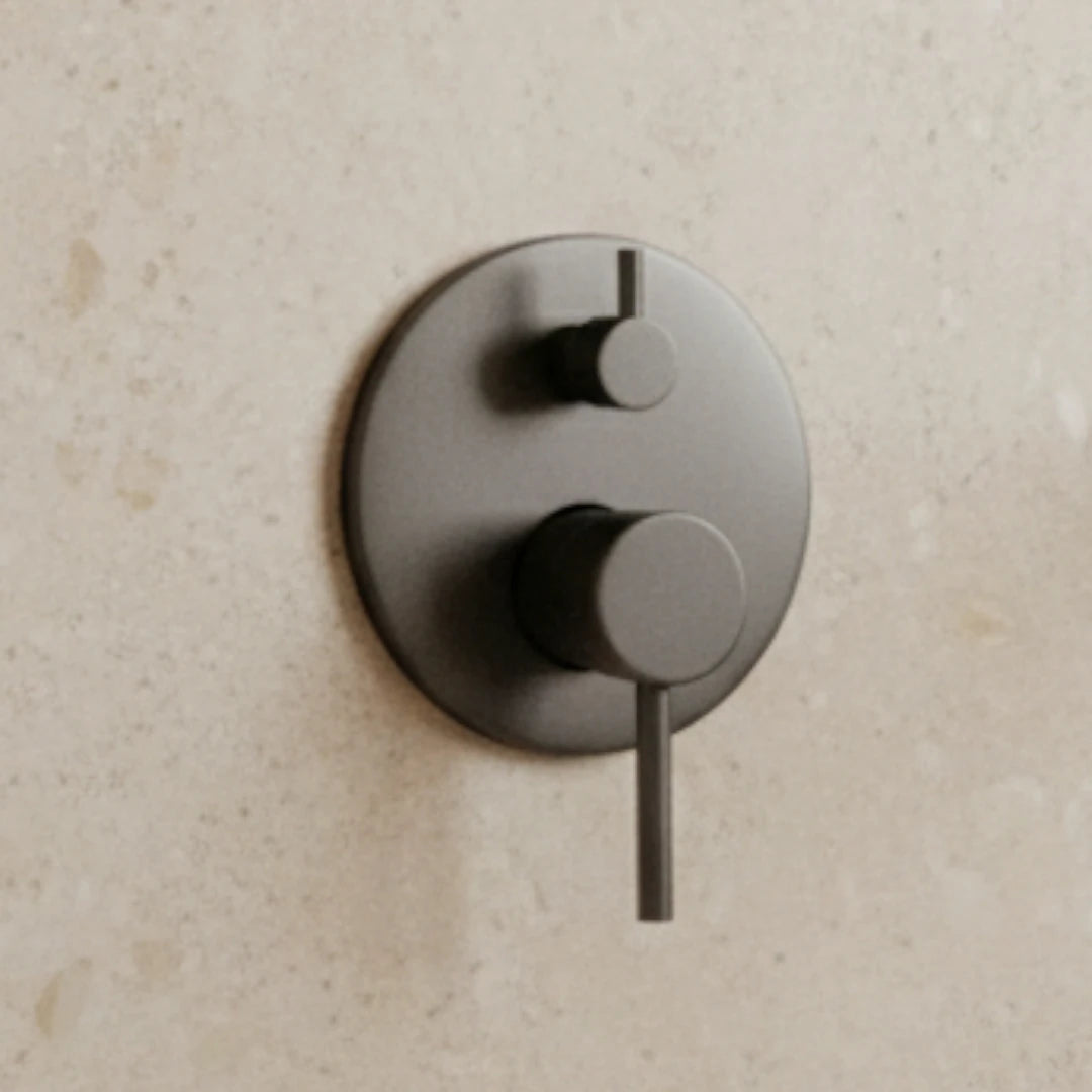 Robinet baignoire salle de bain encastrable mural mitigeur rond douchette - Argenté
