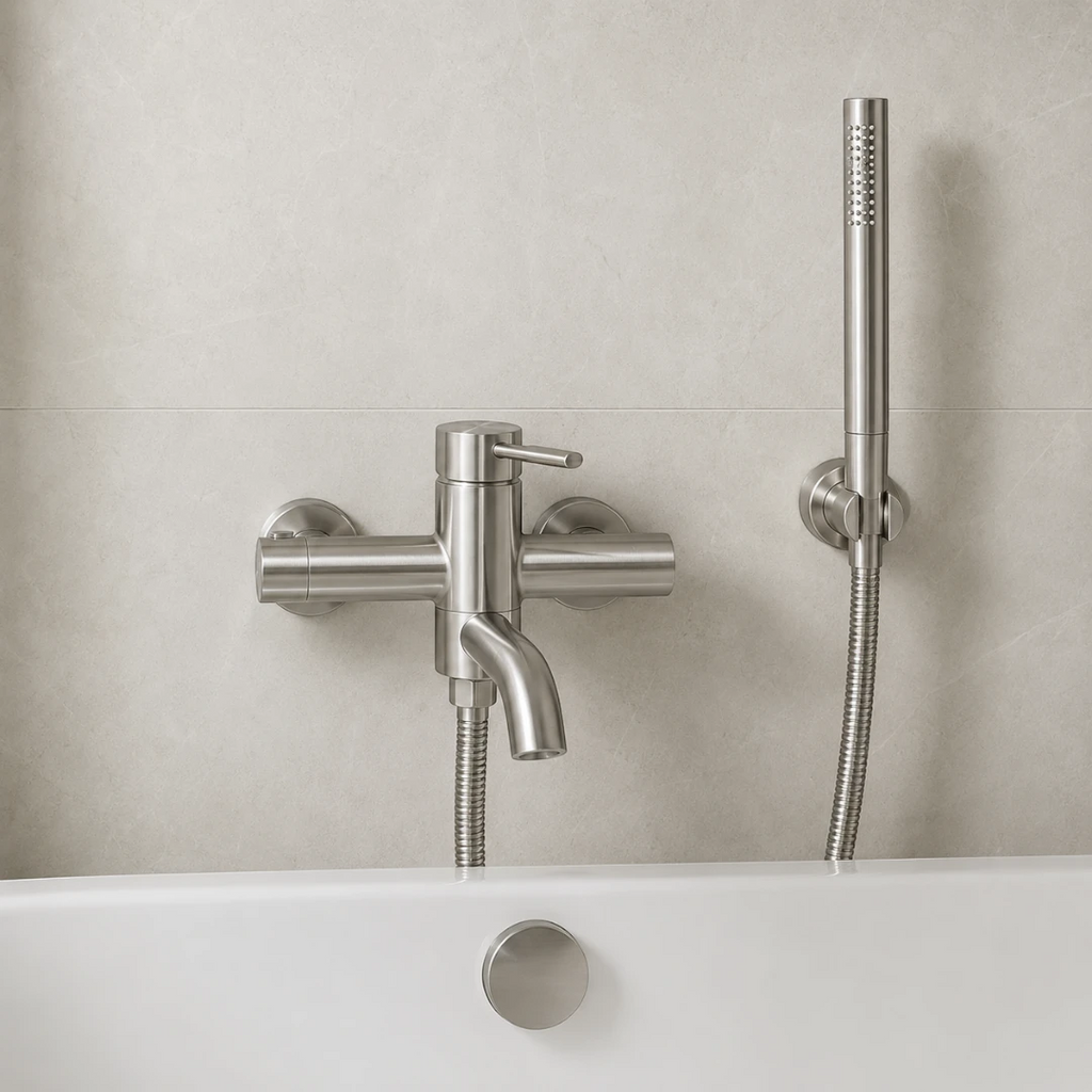 Robinet baignoire salle de bain minimaliste mitigeur - Argenté