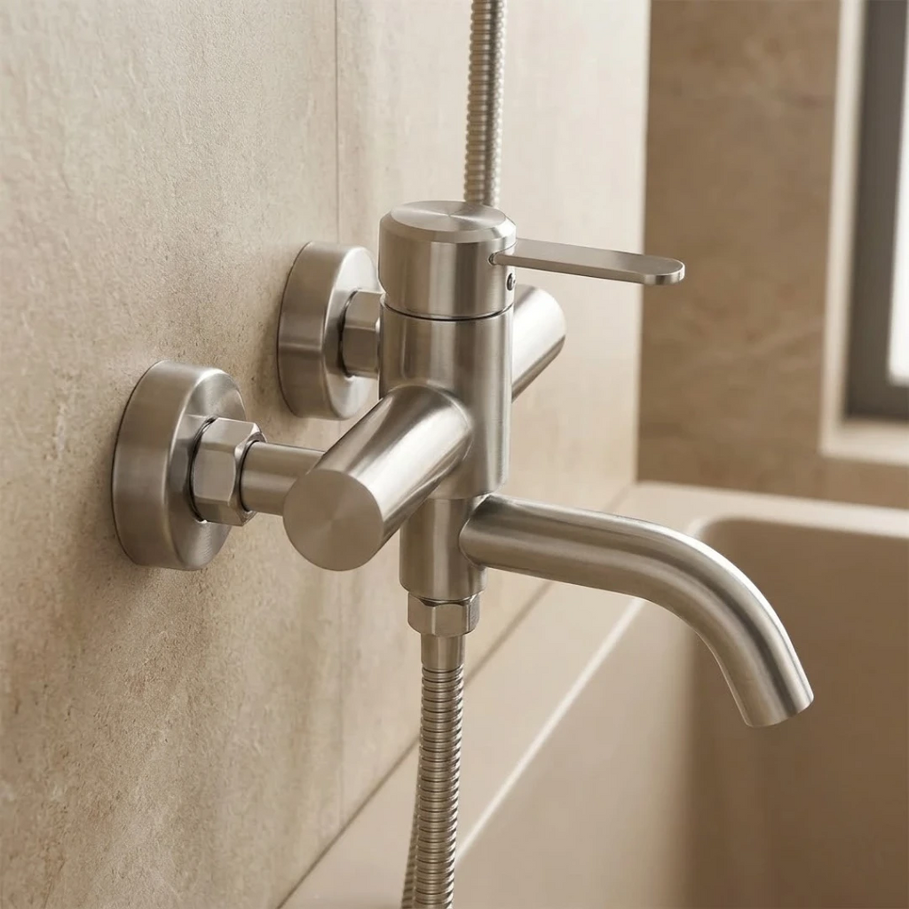 Robinet baignoire salle de bain minimaliste mitigeur - Argenté