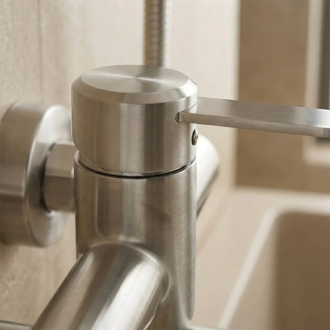 Robinet baignoire salle de bain minimaliste mitigeur - Argenté