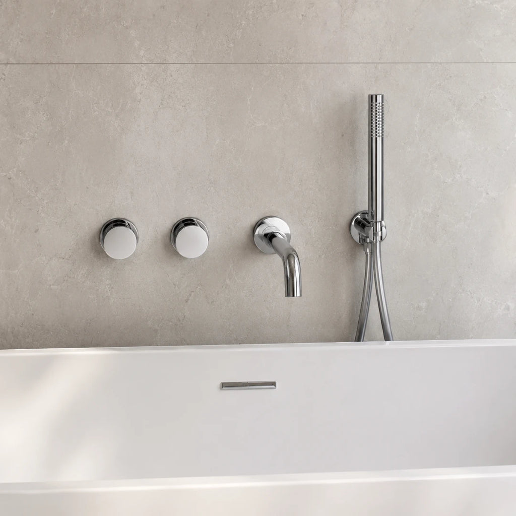 Robinet baignoire salle de bain minimaliste mural encastrable douchette - Argenté - Laiton