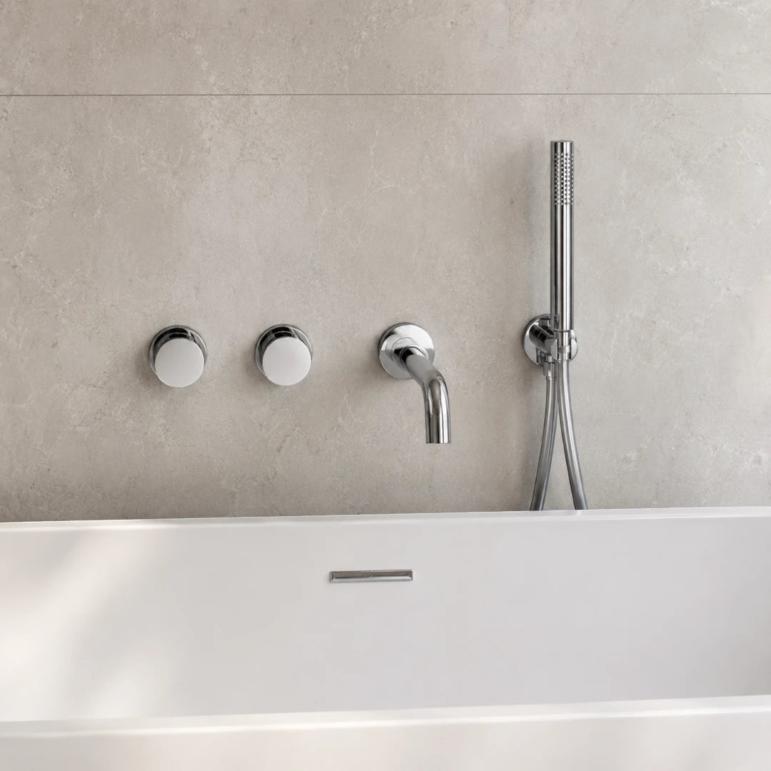 Robinet baignoire salle de bain minimaliste mural encastrable douchette - Argenté - Laiton