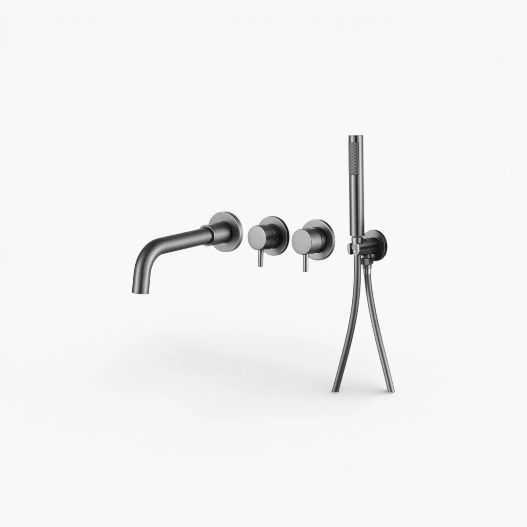 Robinet baignoire salle de bain mural encastrable douchette - Argenté - Laiton