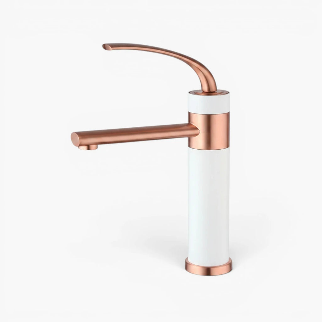 Robinet bicolore moderne salle de bain lavabo - Doré rose Blanc - Laiton