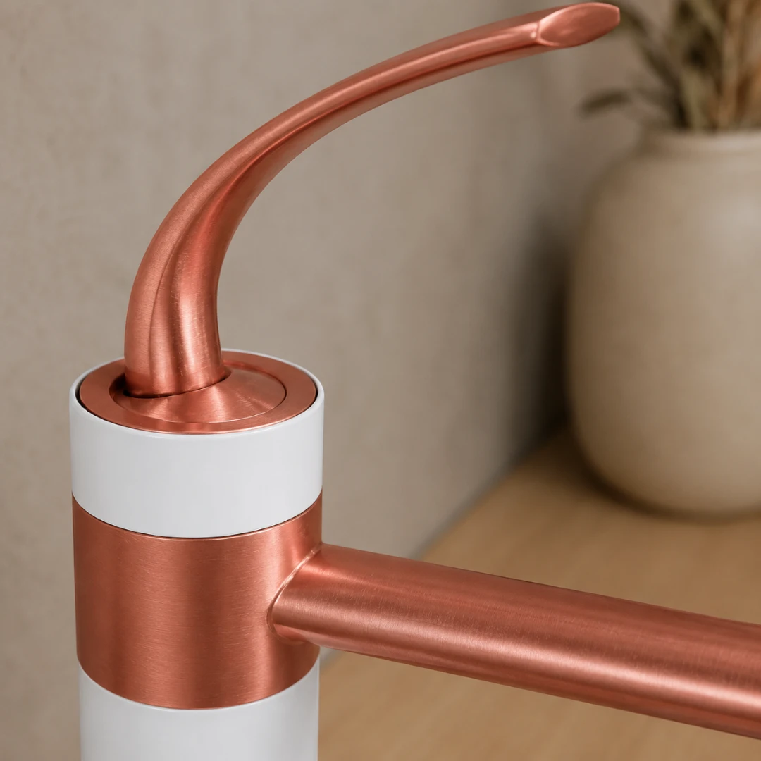 Robinet bicolore moderne salle de bain lavabo - Doré rose Blanc - Laiton