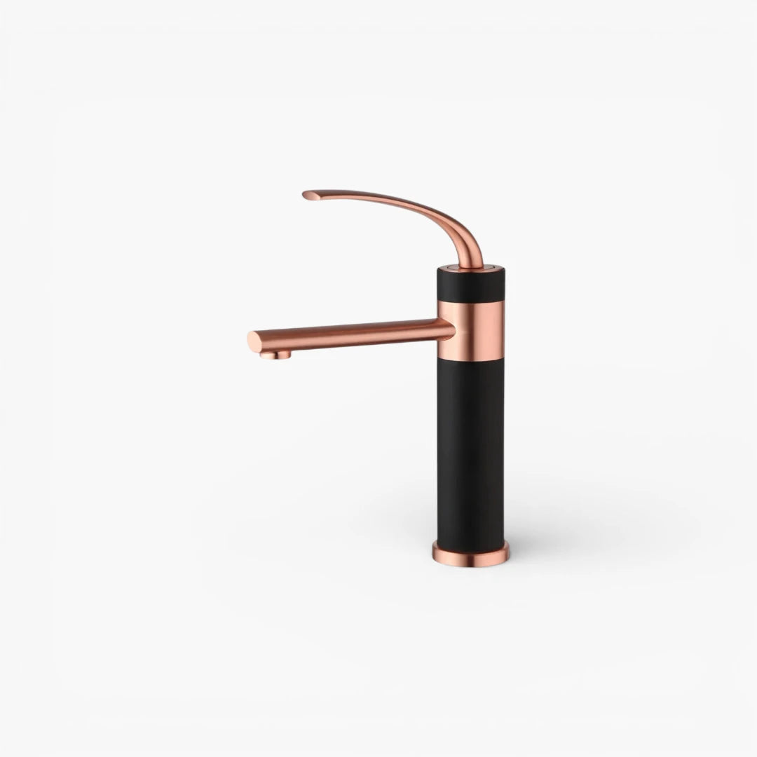 Robinet bicolore moderne salle de bain lavabo - Doré rose Noir - Laiton