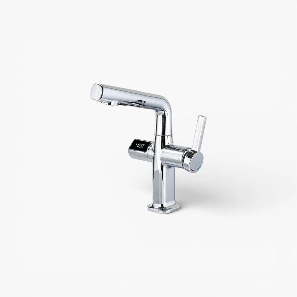 Robinet cuisine affichage thermostatique flexible - Argenté - Laiton