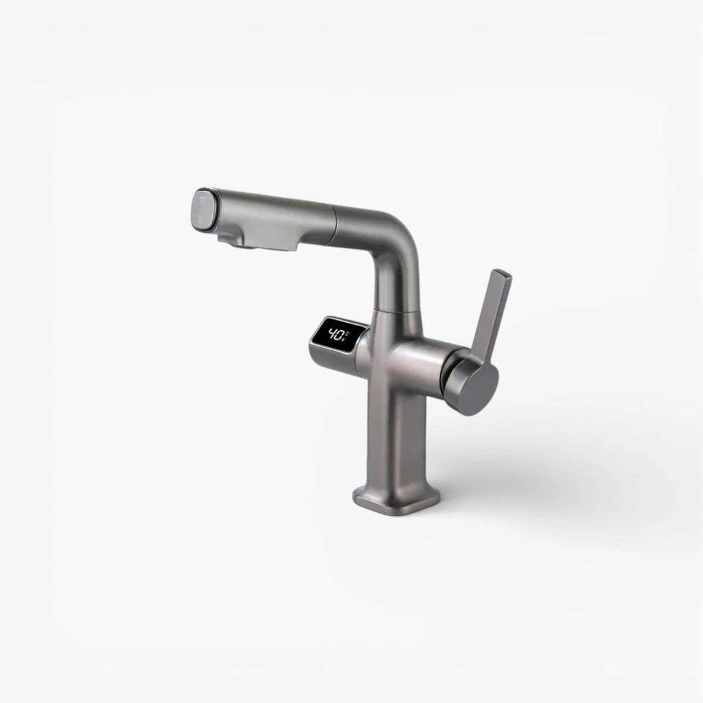 Robinet cuisine affichage thermostatique flexible - Argenté - Laiton