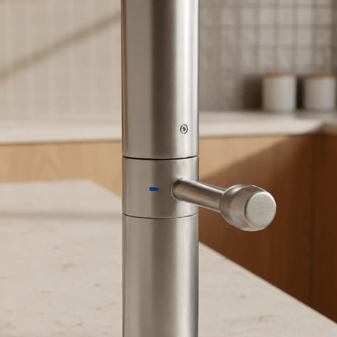 Robinet cuisine évier design fin style bambou - Argenté