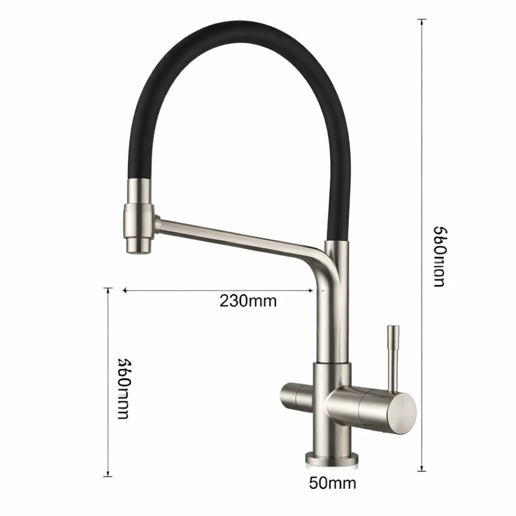 Robinet cuisine évier flexible double robinet purificateur d'eau - Argenté - Laiton