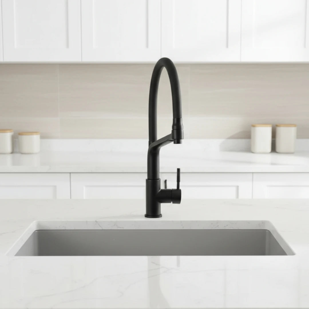 Robinet cuisine évier flexible double robinet purificateur d'eau - Noir - Laiton