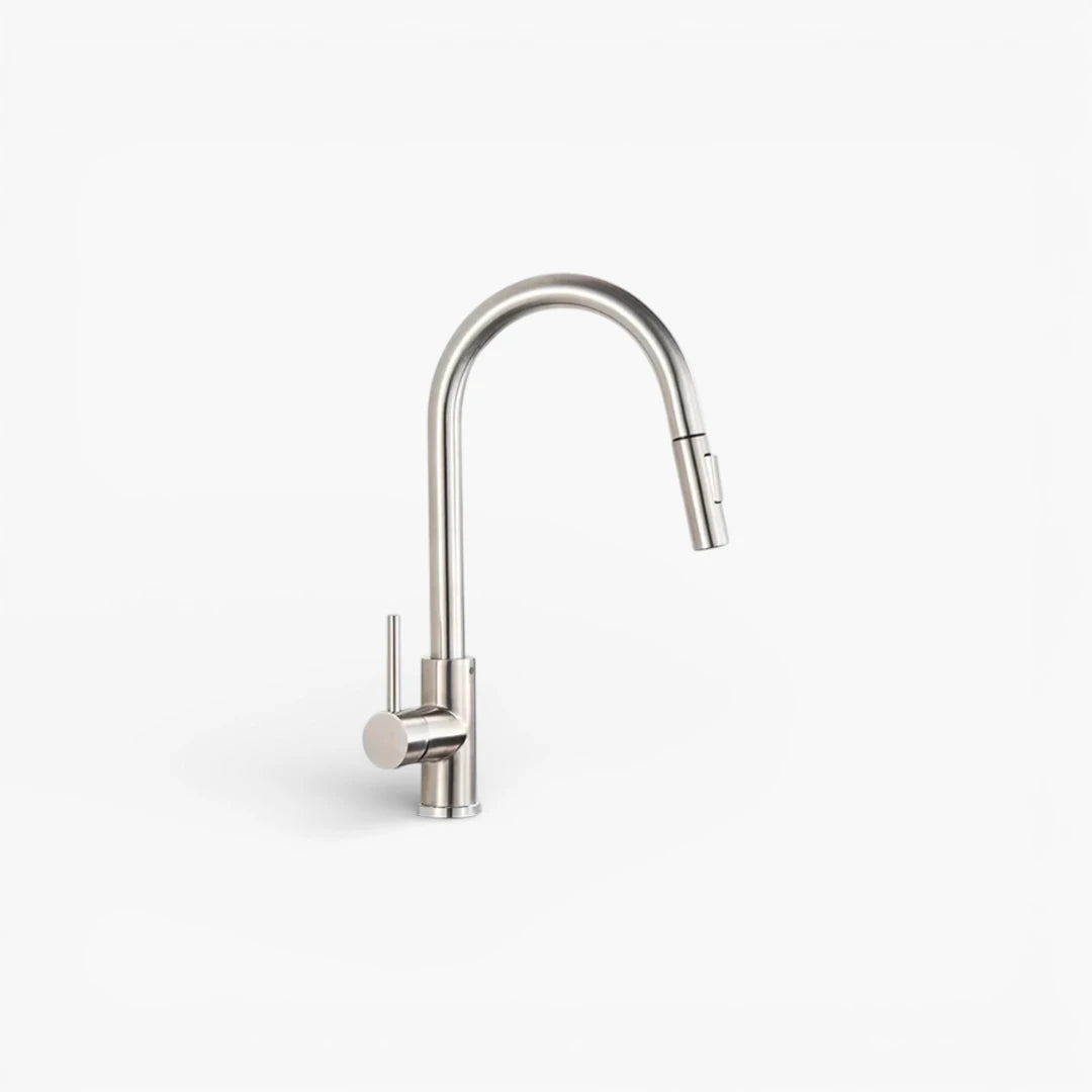 Robinet cuisine évier flexible douchette minimaliste - Argenté - Laiton