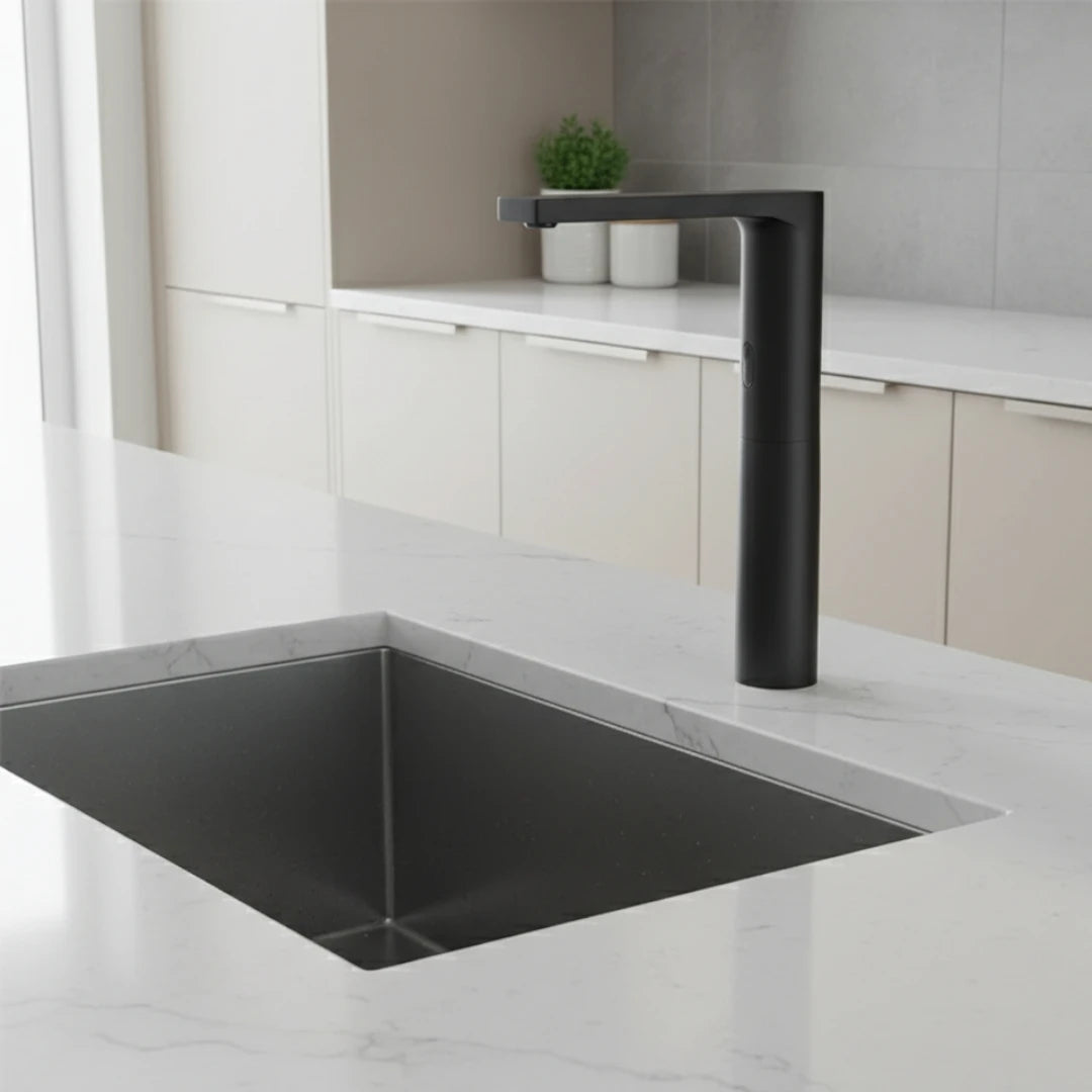 Robinet cuisine évier minimaliste tactile - Noir - Laiton