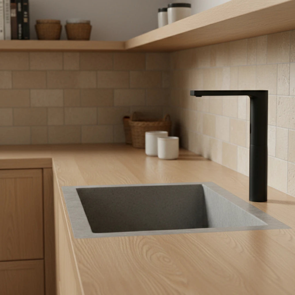 Robinet cuisine évier minimaliste tactile - Noir - Laiton