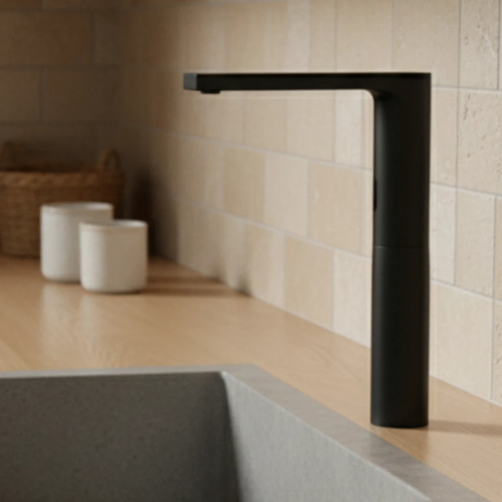 Robinet cuisine évier minimaliste tactile - Noir - Laiton